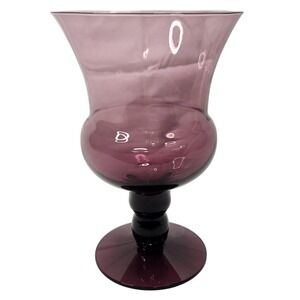 Vintage Morgantown Amethyst Crystal Glass Pedestal Flower‎ Vase